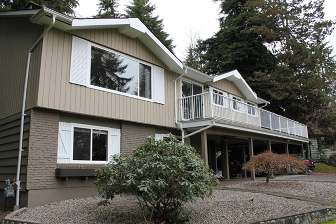 Tan, white, brown exterior paint